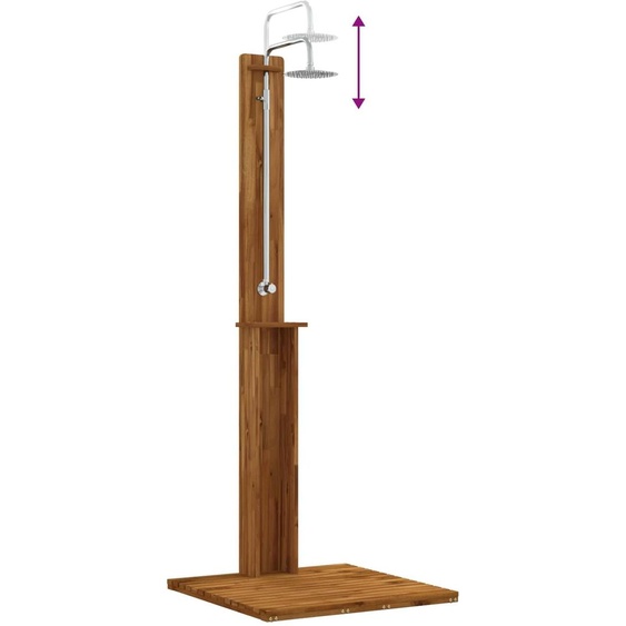 Douche extérieure, 217 cm. Bois dacacia et acier inoxydable