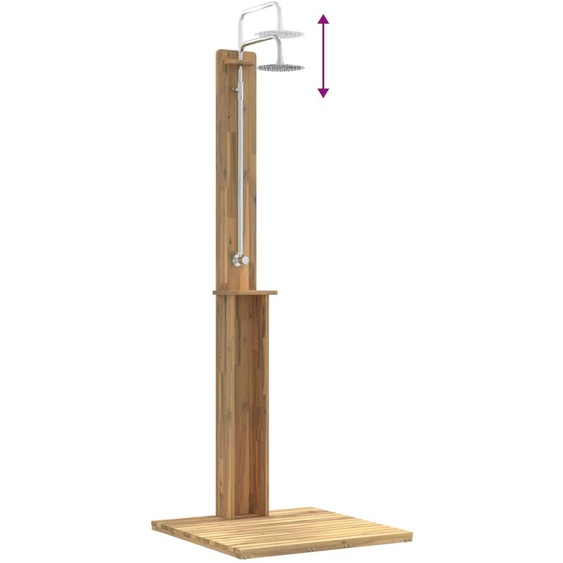 Douche extérieure, 217 cm. Bois dacacia et acier inoxydable