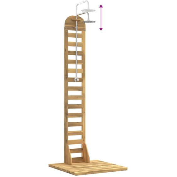Douche extérieure, 225 cm. Bois dacacia et acier inoxydable