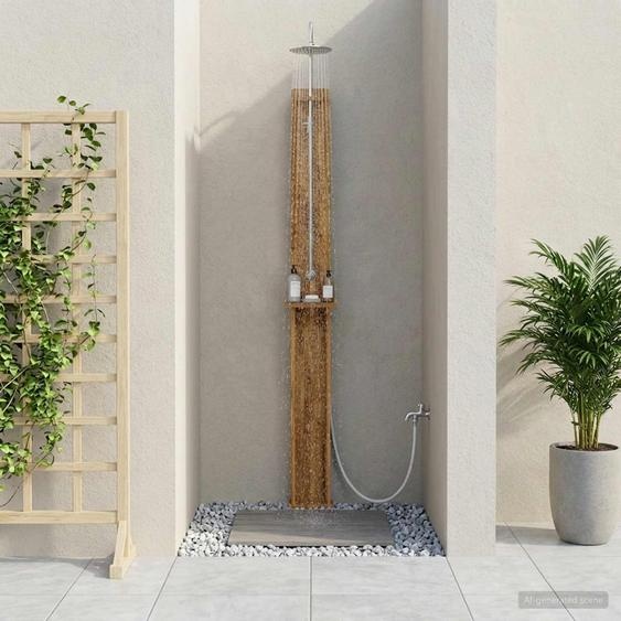 Douche extérieure, 257 cm. Bois dacacia et acier inoxydable