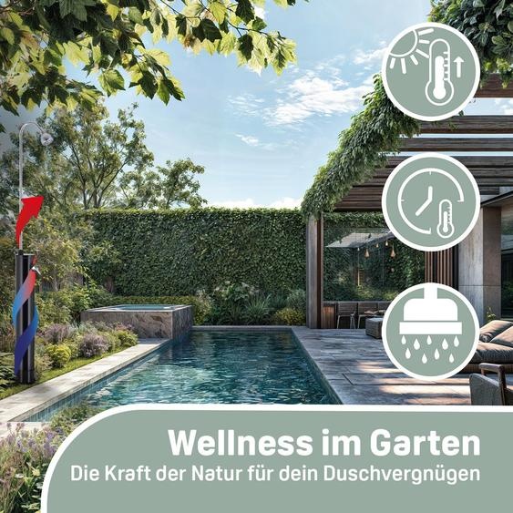 Douche solaire de jardin noire 18 L Douche extérieure 215 cm Température max. 60° énergie solaire piscine camping spa