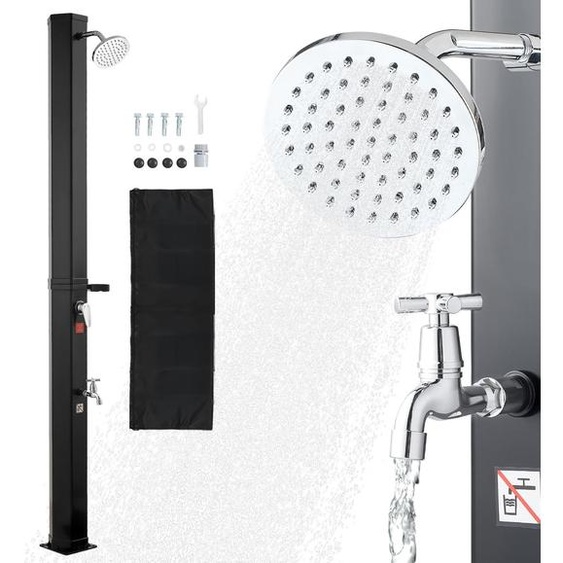 Douche solaire - Douche de jardin/piscine - Réservoir deau 35 L - Hauteur 216 cm - Eau chaude et froide - Avec porte-savon - Autoportante - Noire