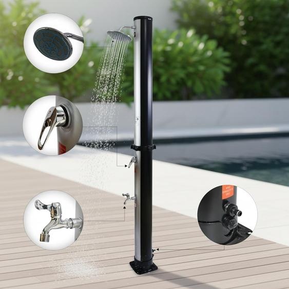 Douche solaire Mucola Douche de jardin Douche de piscine extérieure Douche de camping Douche extérieure Douche de pluie Douche de pied Douche de piscine - 20L Argent