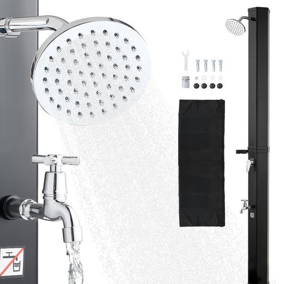 Douche solaire SucceBuy 35 L, douche de jardin solaire dune hauteur de 2 160 mm, douche de piscine avec porte-savon, régulation de la température pour leau chaude et leau froide, modèle sur pied, douche dextérieur pour le jardin, la piscine ou la plage,