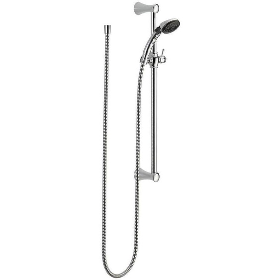 Douchette à main avec barre de support et flexible, 2 types de jets, finition chrome