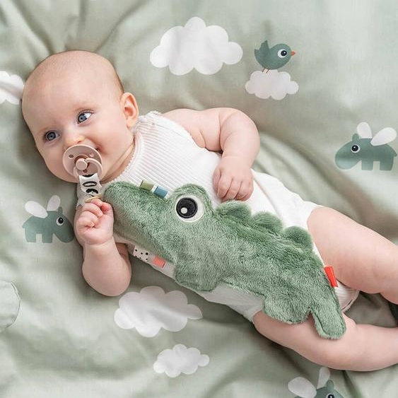 Doudou attache-sucette Croco vert