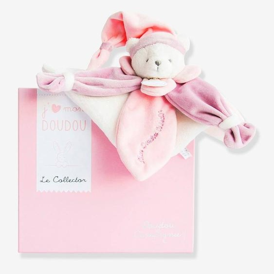 Doudou carré ours 24cm collector - DOUDOU ET COMPAGNIE rose