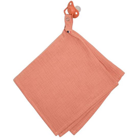 Doudou Lange Attache Tétine En Gaze De Coton Jeanne Terracotta