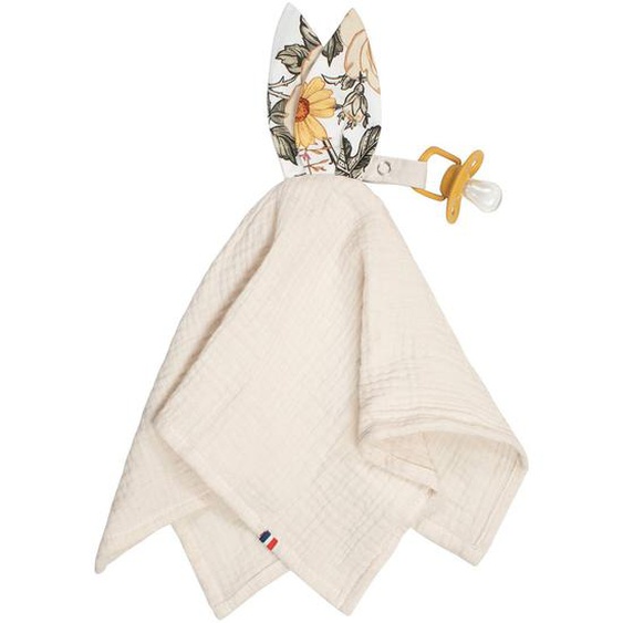 Doudou Lapin Attache Tétine En Gaze De Coton Néo Vintage Beige
