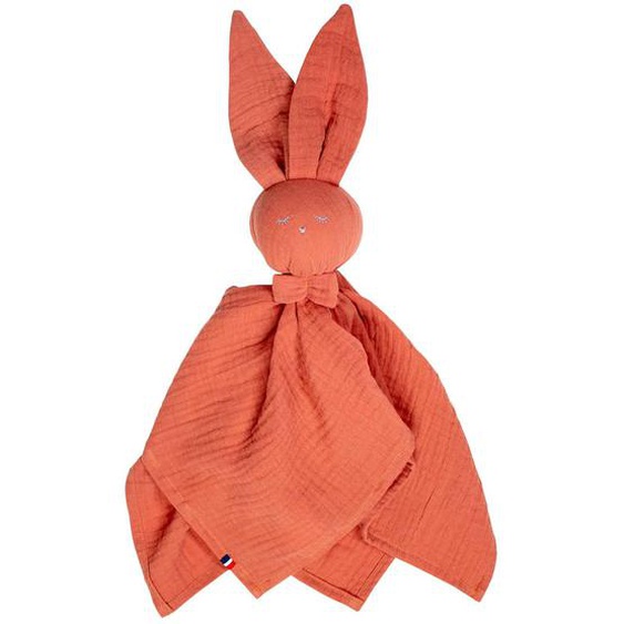 Doudou Lapin En Gaze De Coton Jeanne Terracotta