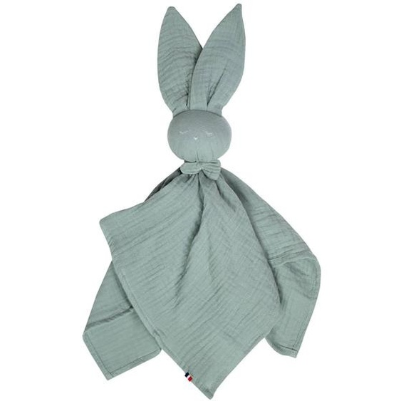 Doudou Lapin En Gaze De Coton Jeanne Vert De Gris