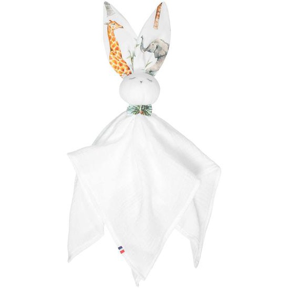 Doudou Lapin En Gaze De Coton Safari Blanc