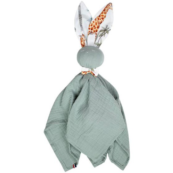 Doudou Lapin En Gaze De Coton Safari Vert