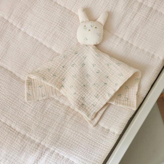 Doudou Lapin Gaze De Coton Biologique - Imprimé Hirondelles Imprimé Hirondelles