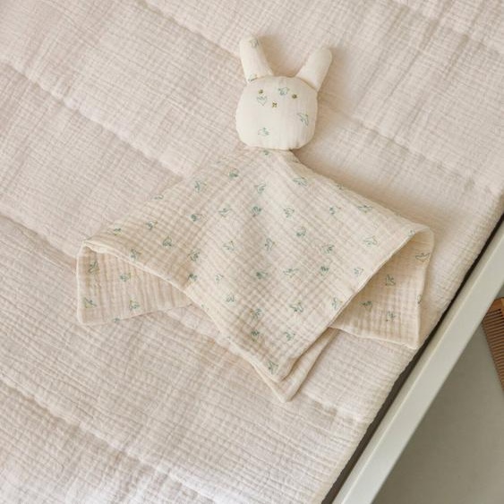Doudou Lapin Gaze De Coton Biologique - Imprimé Hirondelles Imprimé Hirondelles