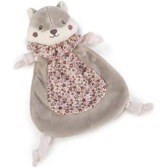 Doudou Plat Écureuil Cherry Fleurs Mauve