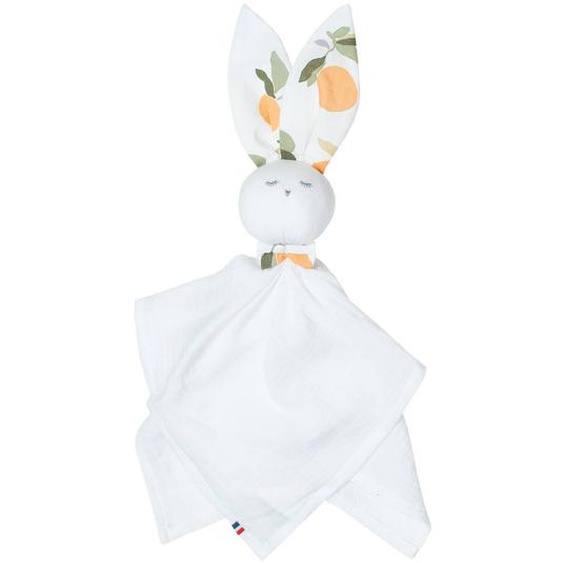 Doudou Plat Lapin Clem Orange Fond Blanc