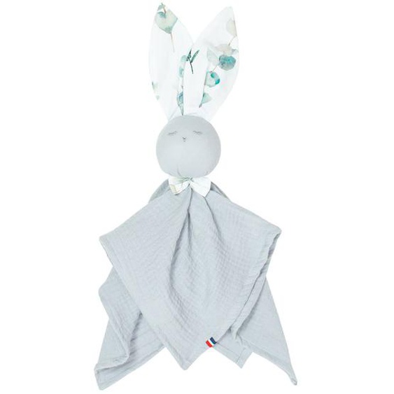 Doudou Plat Lapin Eucalyptus Blanc Imprimé Eucalyptus