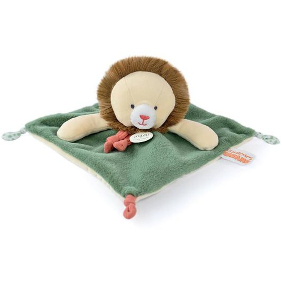 Doudou Plat Lion 25 Cm Vert