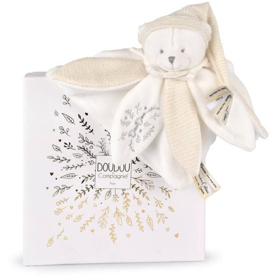 Doudou Plat Pétales Ours 25 Cm Blanc