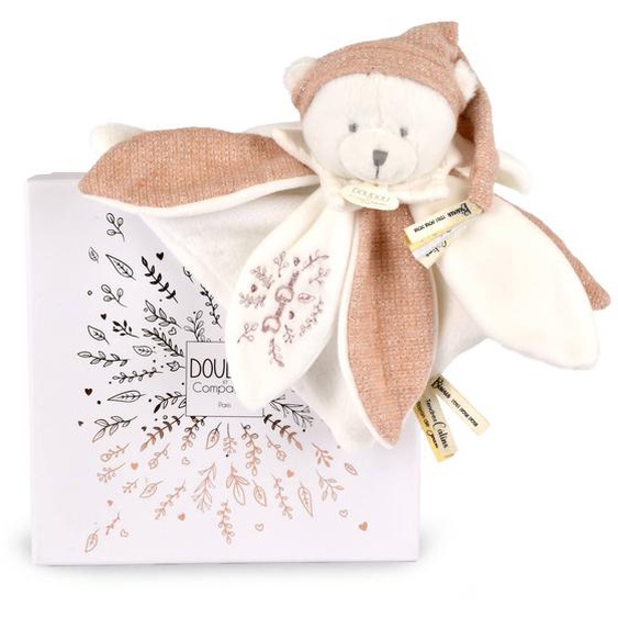Doudou Plat Pétales Ours 25 Cm Rose