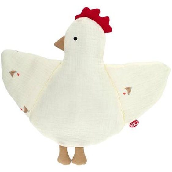 Doudou Plat Poule Love Beige
