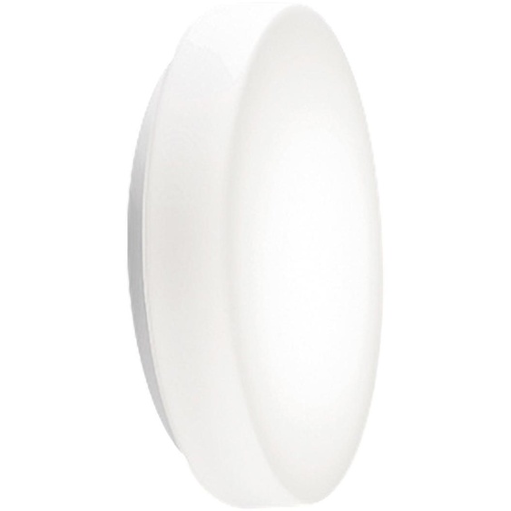 Zafferano Applique et plafonnier, verre triplex opale satiné et métal, ø 400x110 mm, 2X E27 de 52 Watt, IP20, blanc, verre blanc opale satiné