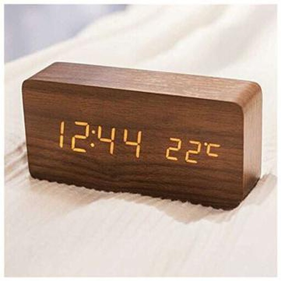 Dpzo - jamais UTILISÉ]Réveil moderne en bois - led Réveil en Bois Numérique Réveil Bureau Date Température Affichage Humidité 12/24 Heure - Pour la