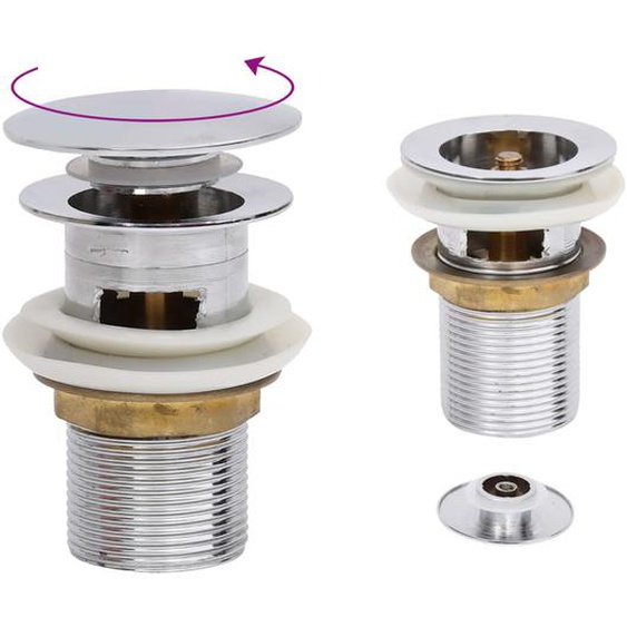 Drain à poussoir avec débordement Chrome 6,4x6,4x9,1 cm