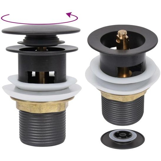 Drain à poussoir avec débordement Gris 6,4x6,4x9,1 cm