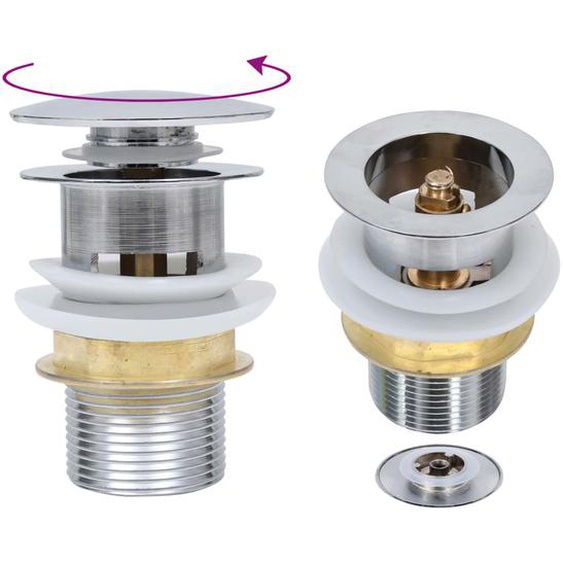 Drain à poussoir sans débordement Argenté 6,4x6,4x9,1 cm