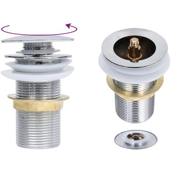 Drain à poussoir sans débordement Chrome 6,4x6,4x9,1 cm