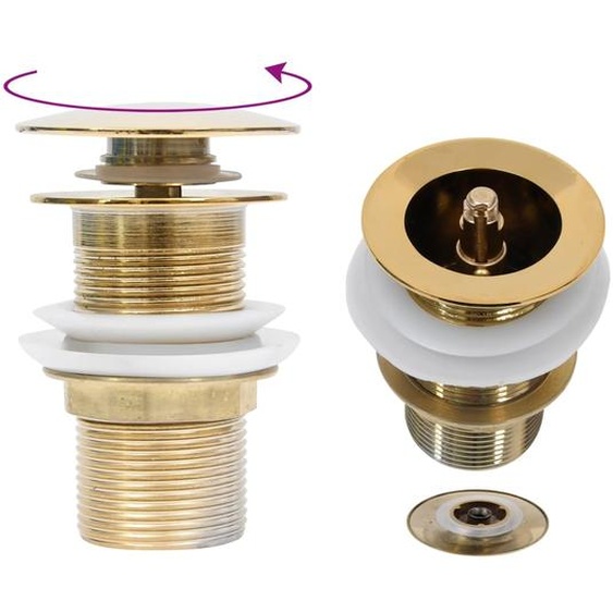 Drain à poussoir sans débordement Doré 6,4x6,4x9,1 cm