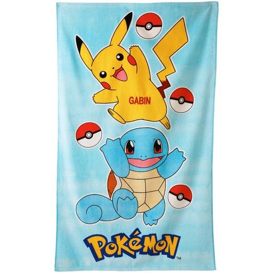 Drap de bain enfant Pokemon® personnalisable, éponge et velours coton - 320g/m2  -