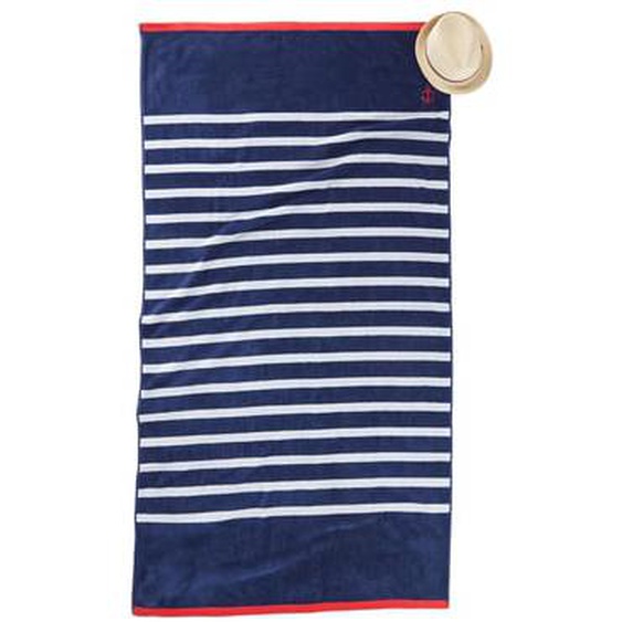 Drap de plage éponge velours 420 g/m2, Marinière&n
