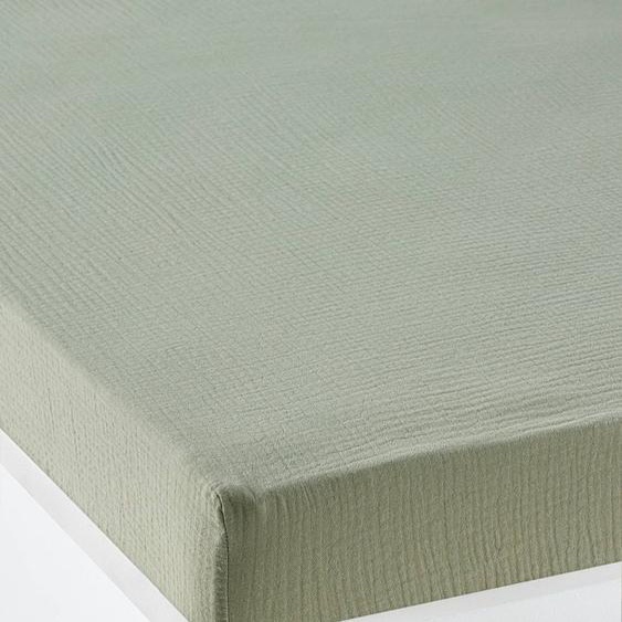 Drap housse bébé uni en gaze de coton Bio* vert sauge