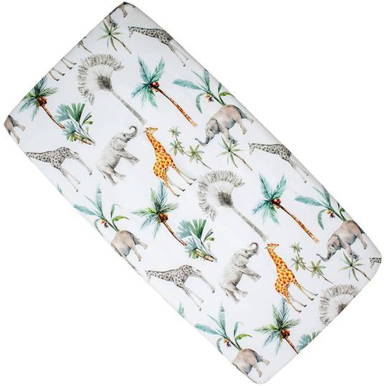 Drap Housse Berceau En Coton Safari Safari, Vert, Gris, Blanc