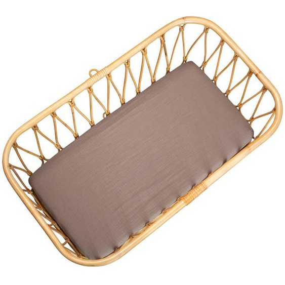 Drap Housse Berceau En Gaze De Coton À Carreaux Marron