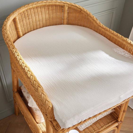 Drap-housse Coton Biologique Table À Langer Céleste Blanc Moyen Uni