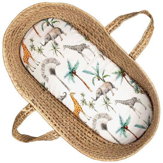 Drap Housse Couffin Ovale Safari Safari, Vert, Gris, Blanc