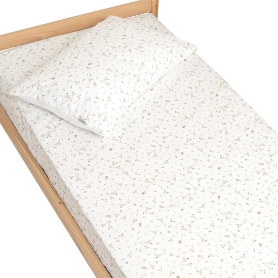 Drap-housse En Coton Sidonia Sidonia, Beige, Écru, Blanc