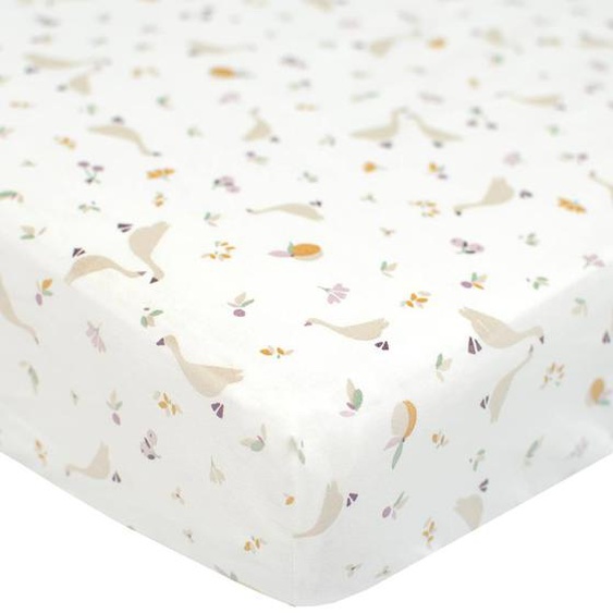Drap-housse En Coton Sidonia Sidonia, Beige, Écru, Blanc