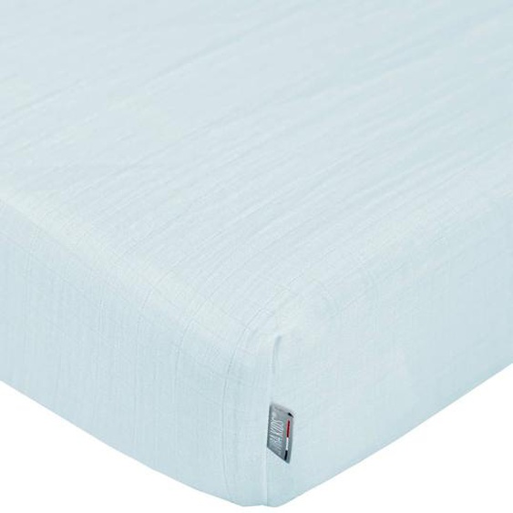 Drap Housse En Gaze De Coton À Carreaux Bleu