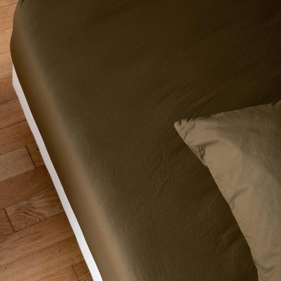 Drap-housse En Percale De Coton Bio Lavé 1 Personne Toundra