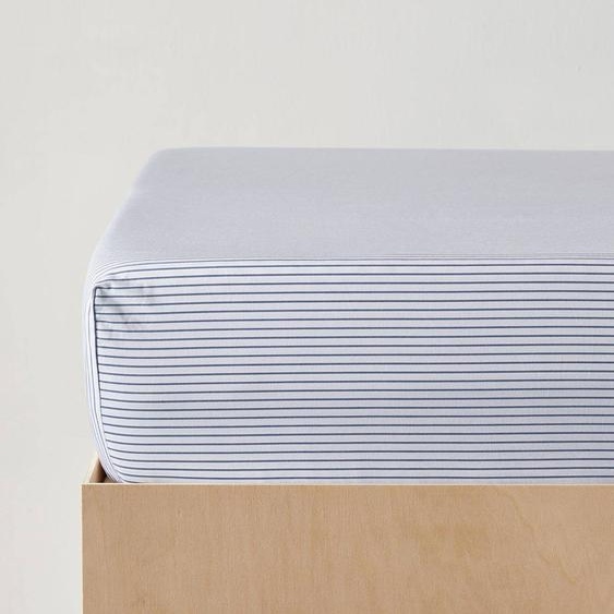 Drap-housse Rayé esprit Petit Jouy Rayure Bico Bleu