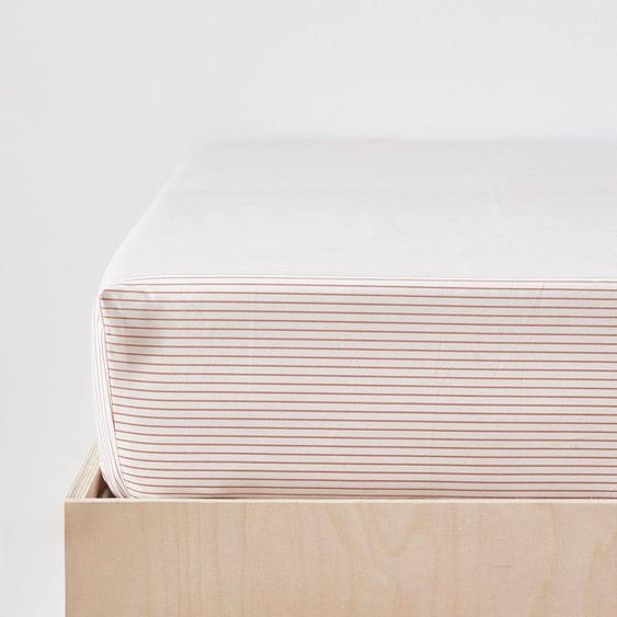 Drap-housse Rayé esprit Petit Jouy Rayure Bico Rose