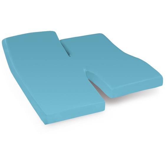 Drap housse relaxation uni 2x80x200 cm 100% coton ALTO bleu sky TPR Tête et pied relevable
