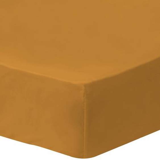 Drap-housse Uni, Coton Lavé Caramel