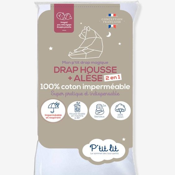 Drap magique 2 en 1 : drap-housse / alèse PTIT LIT blanc