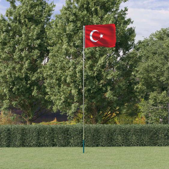 Drapeau de la Turquie et mât 5,55 m Aluminium